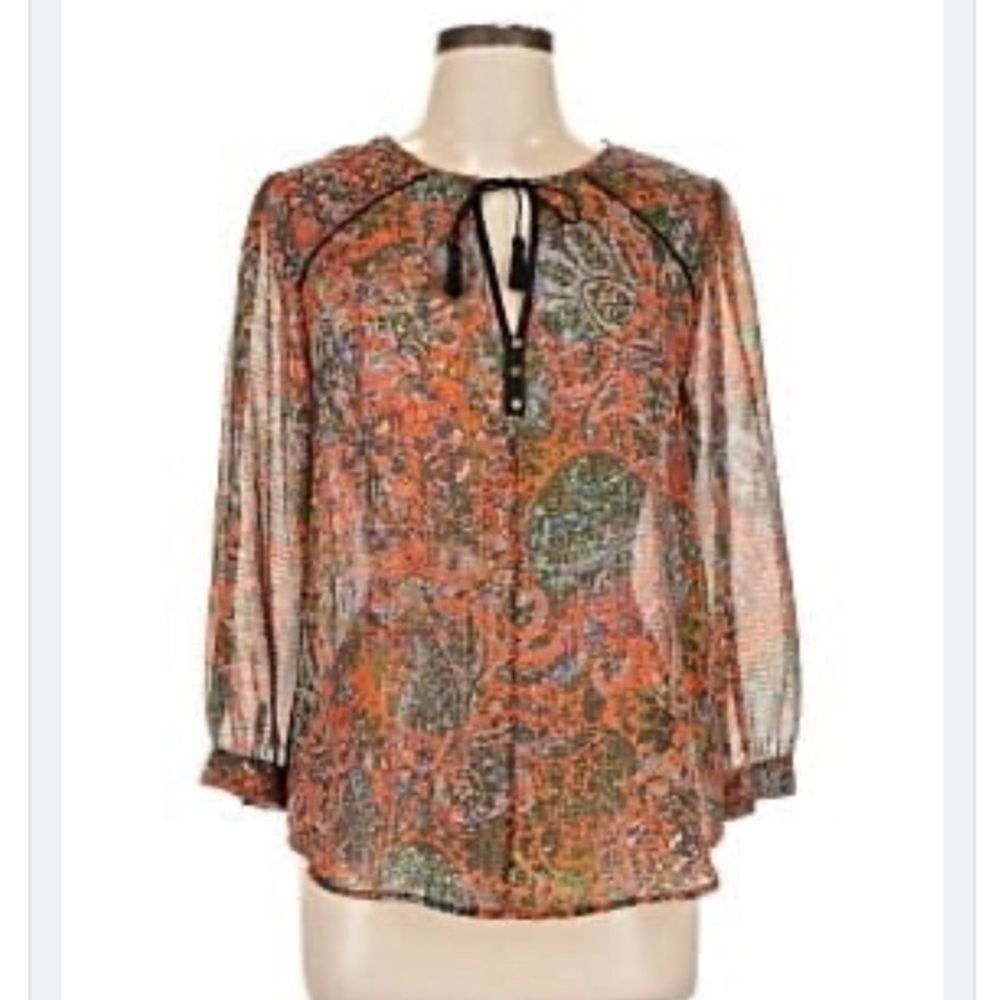 Anthropologie NIYA Edme & Esyllte Paisley Medallion Semi Sheer Peasant Blouse - Picture 4 of 16